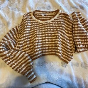 Brown and cream striped sweater #stripes